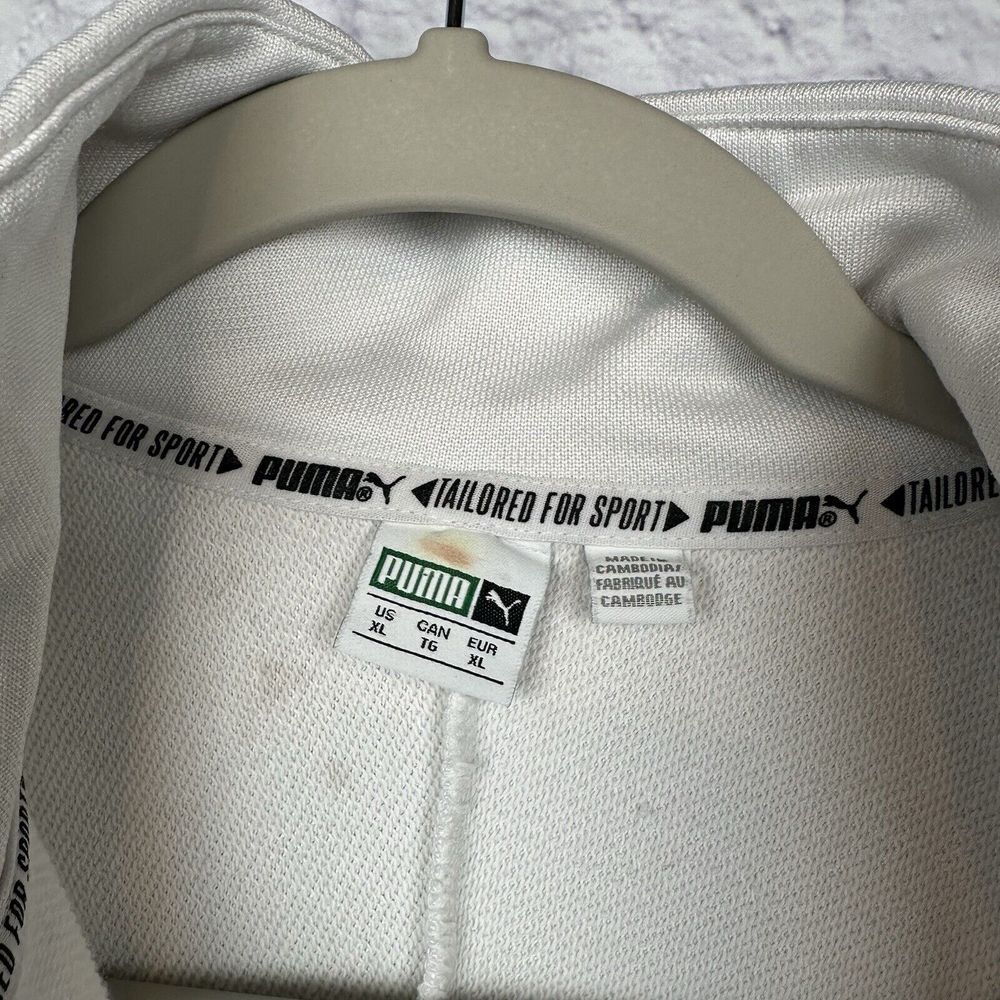 Puma‎ Sport Sweatshirt Womens XL White Cropped Spellout Stand Collar 1/4 Zip Y2K - Picture 6 of 12